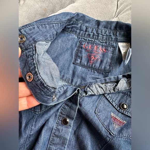 Girls Vintage Denim Guess Top M(10/12) Snap Button Front Long Sleeve - Picture 12 of 13